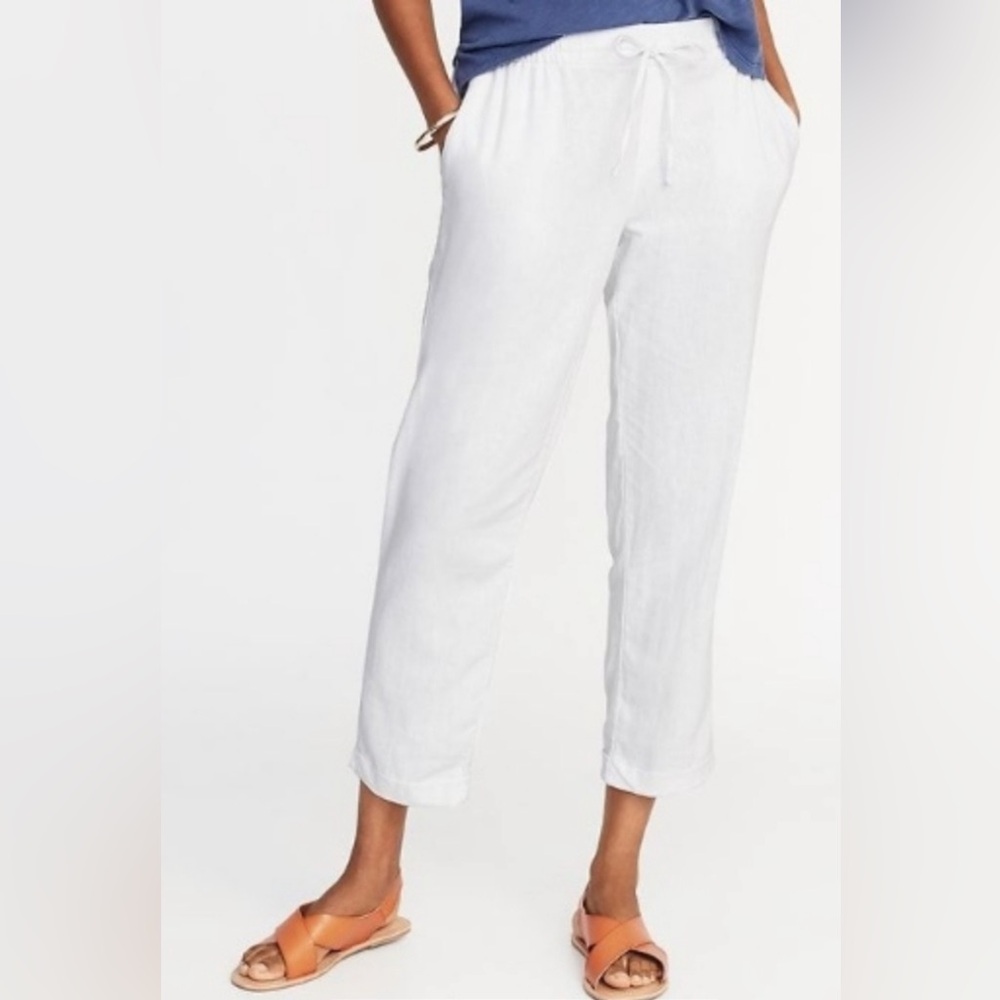 Old Navy Mid-Rise Linen-Blend Cropped Pant